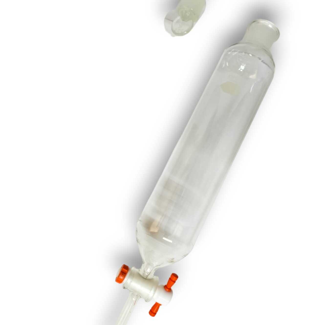 Embudo de separación cilíndrico, tapón vidrio, llave PTFE con junta 24/40