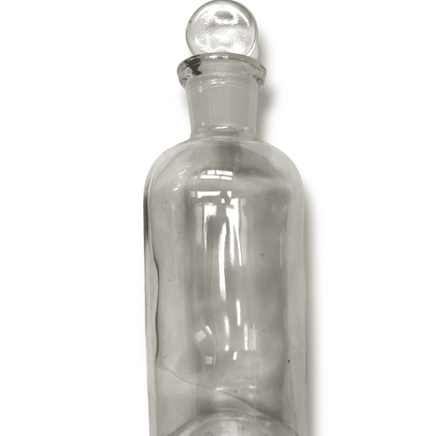 Frasco transparente con tapón esmeríl boca angosta