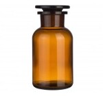 Frasco ámbar boca ancha con tapón esmerilado