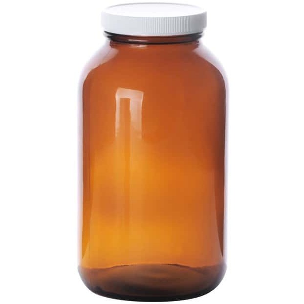 Frasco ámbar boca angosta con tapa de plástico 