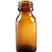 Frasco ámbar boca angosta sin tapón. 