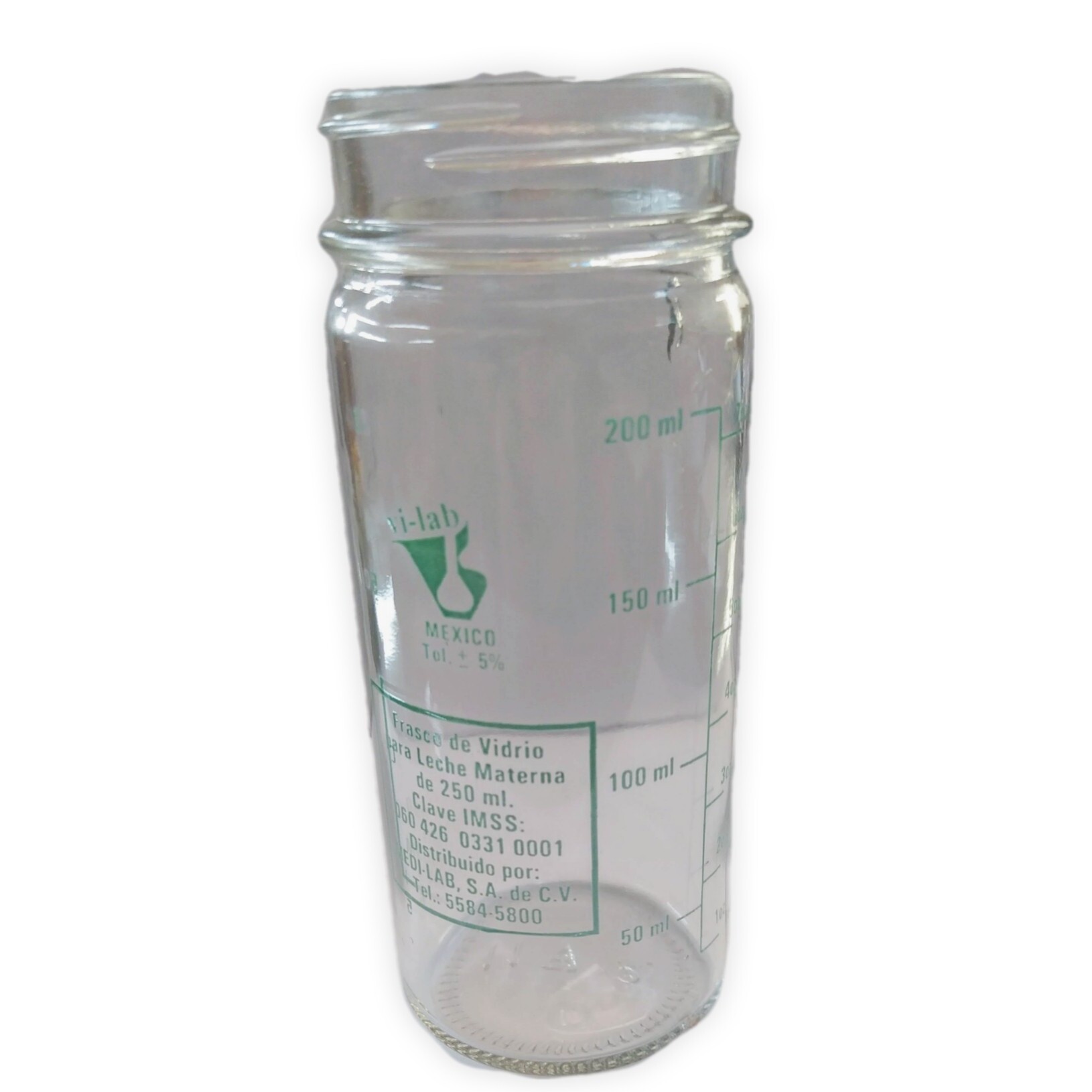 Frasco leche materna línea verde boca ancha 